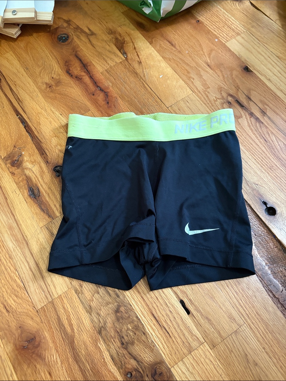 Nike Black Compression Shorts with Lime Waistband